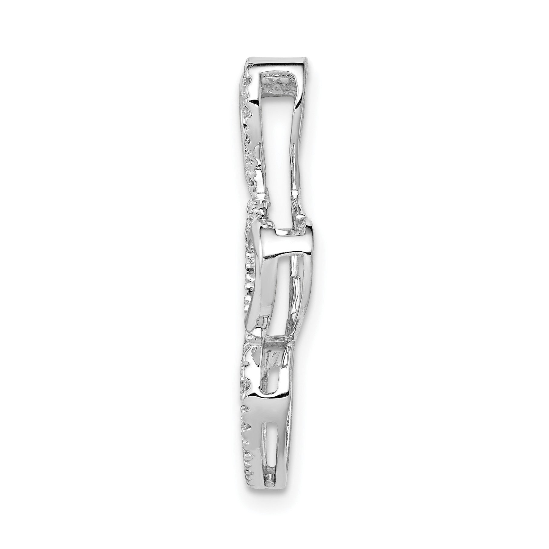 14k White Gold 1/10 carat Diamond Triple Heart Chain Slide