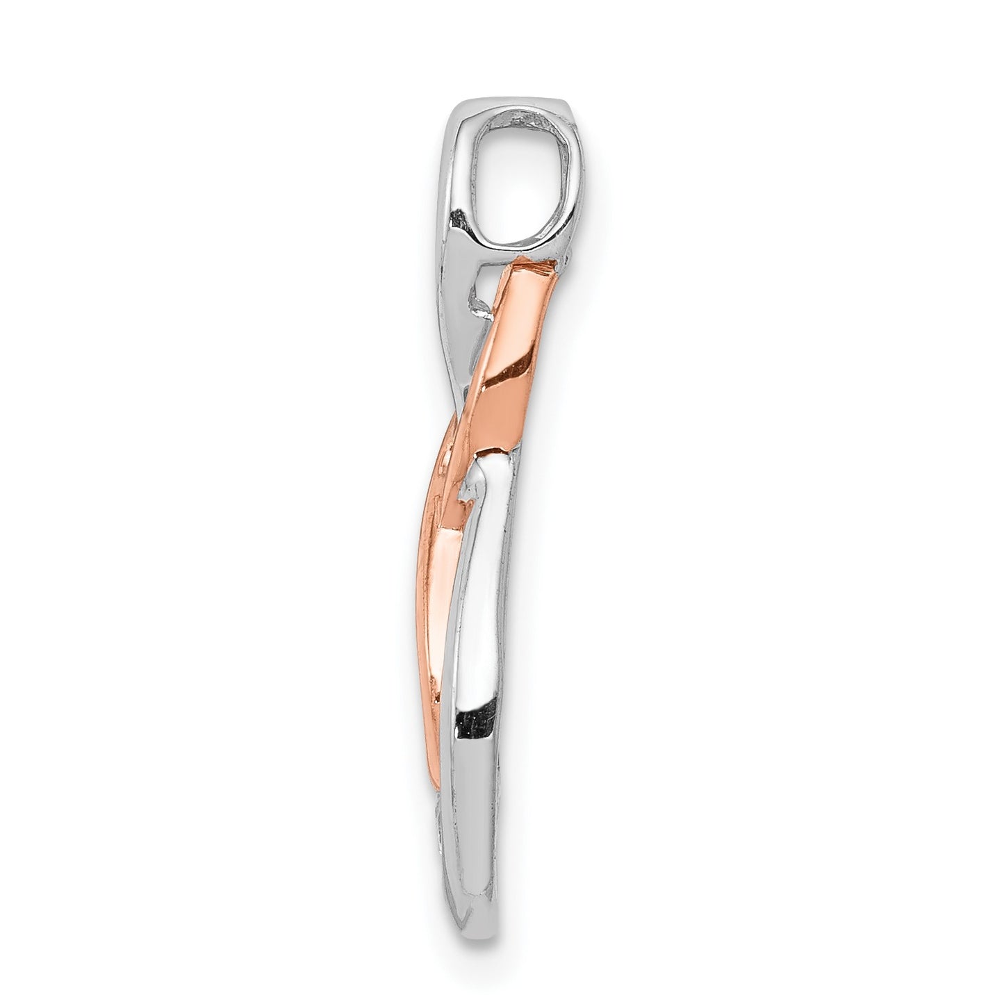 14k White and Rose Gold 1/15 carat Diamond Double Infinity Chain Slide