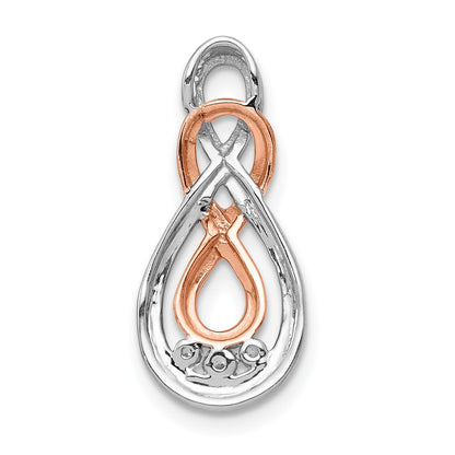 14k White and Rose Gold 1/15 carat Diamond Double Infinity Chain Slide
