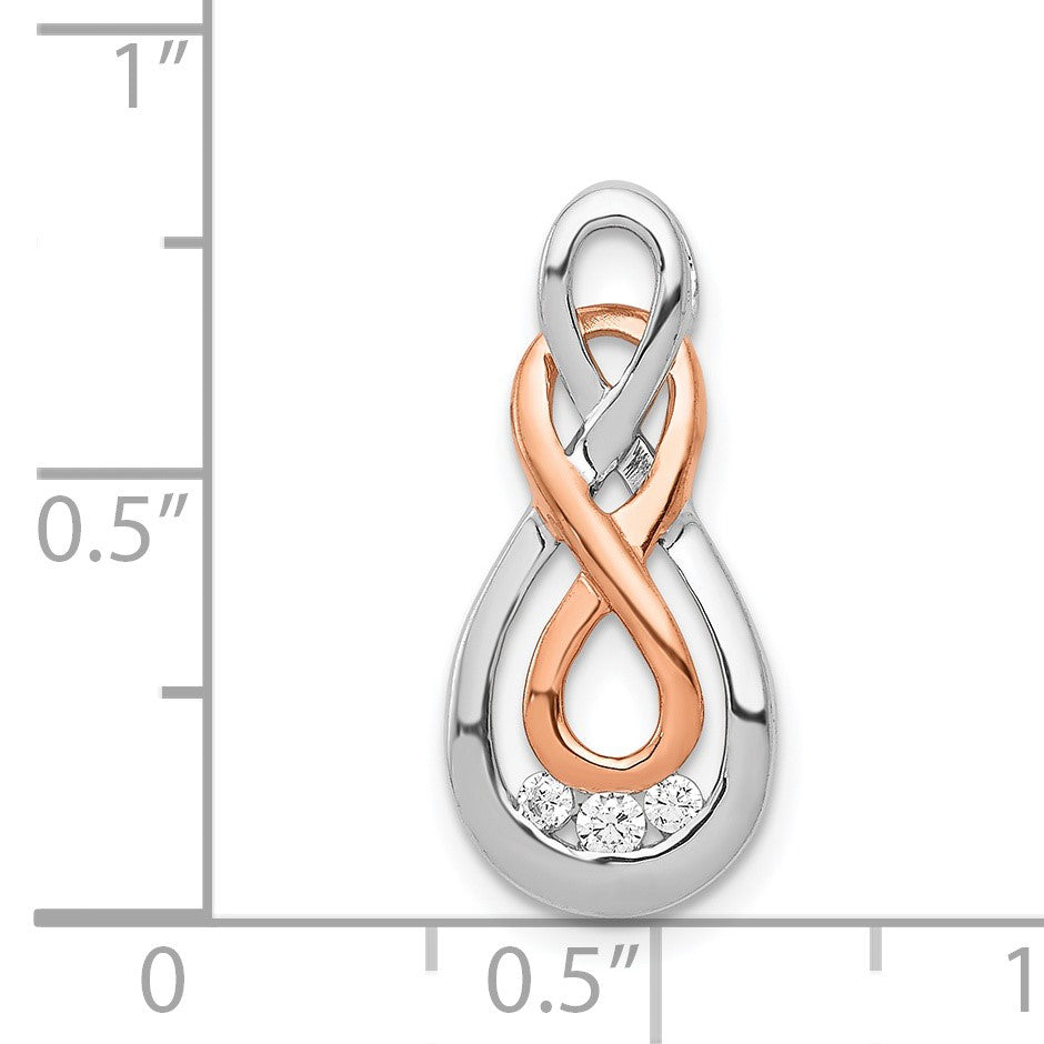 14k White and Rose Gold 1/15 carat Diamond Double Infinity Chain Slide