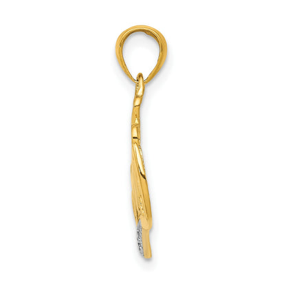 14k .02 carat Diamond MOMMY Double Heart pendant