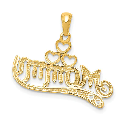 14k .02 carat Diamond MOMMY Double Heart pendant