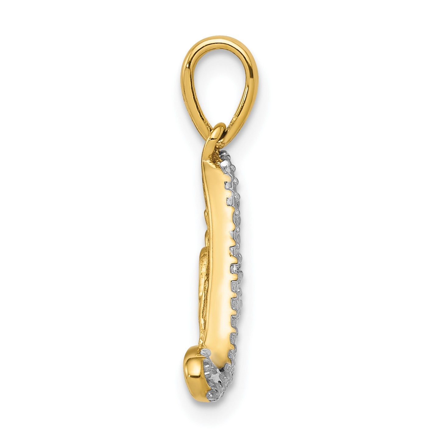 14k and White Rhodium Diamond LOVE Script Pendant