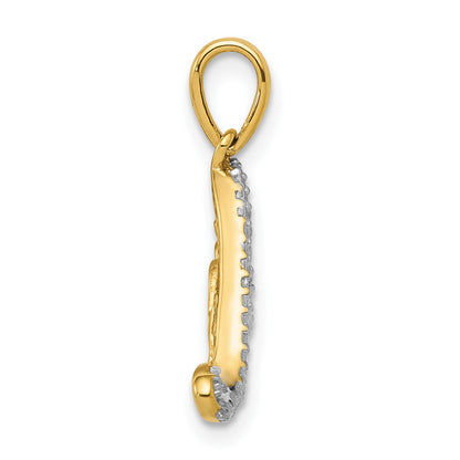 14k and White Rhodium Diamond LOVE Script Pendant