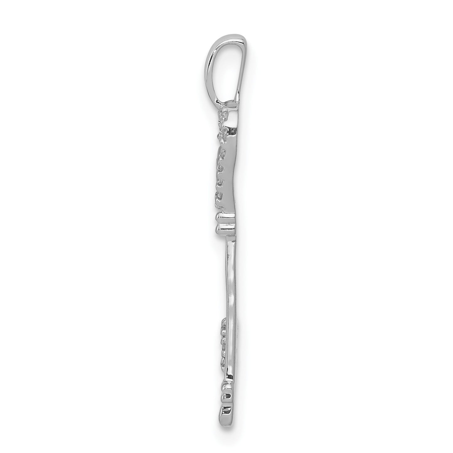 14k White Gold 1/10 carat Diamond Heart Key Pendant
