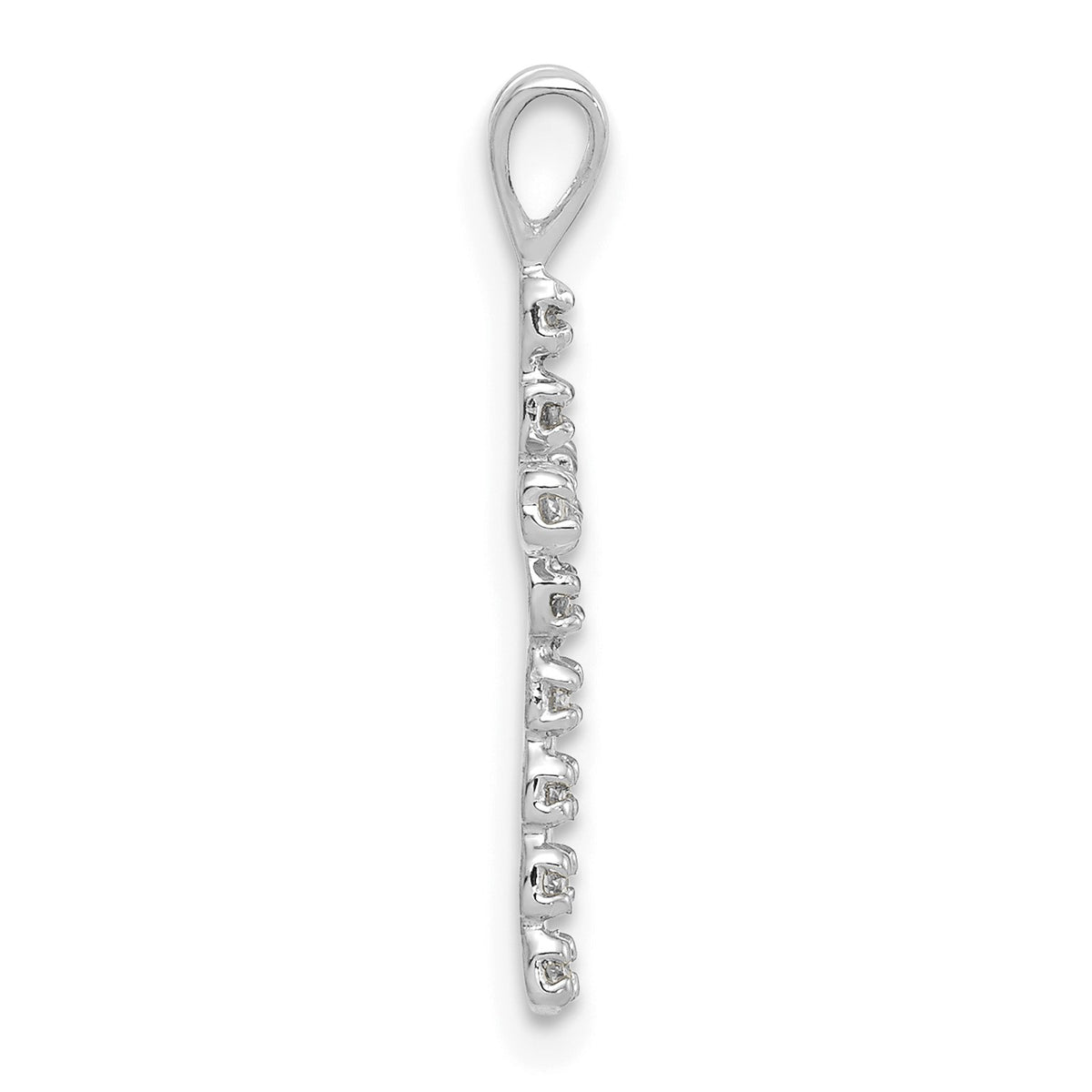 14k White Gold 1/8 carat AA Diamond Latin Cross Pendant