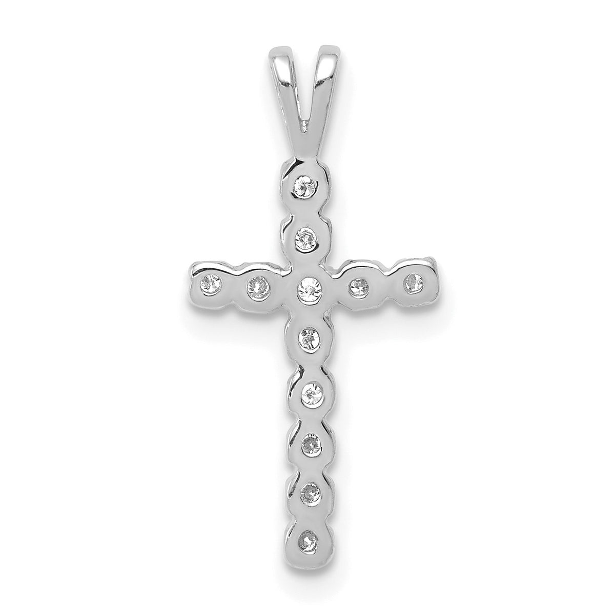 14k White Gold 1/8 carat AA Diamond Latin Cross Pendant
