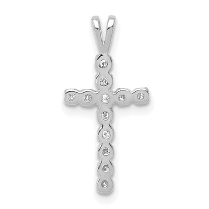 14k White Gold 1/8 carat AA Diamond Latin Cross Pendant