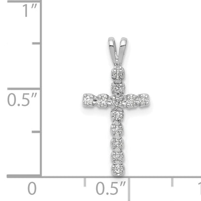 14k White Gold 1/8 carat AA Diamond Latin Cross Pendant