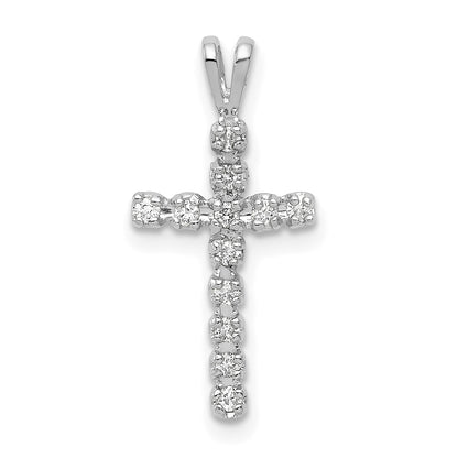 14k White Gold 1/8 carat AA Diamond Latin Cross Pendant