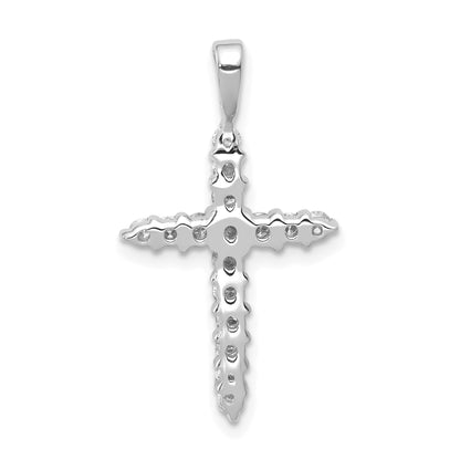 14k White Gold AA 1/2 carat Diamond Cross Pendant