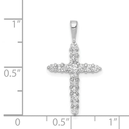14k White Gold AA 1/2 carat Diamond Cross Pendant
