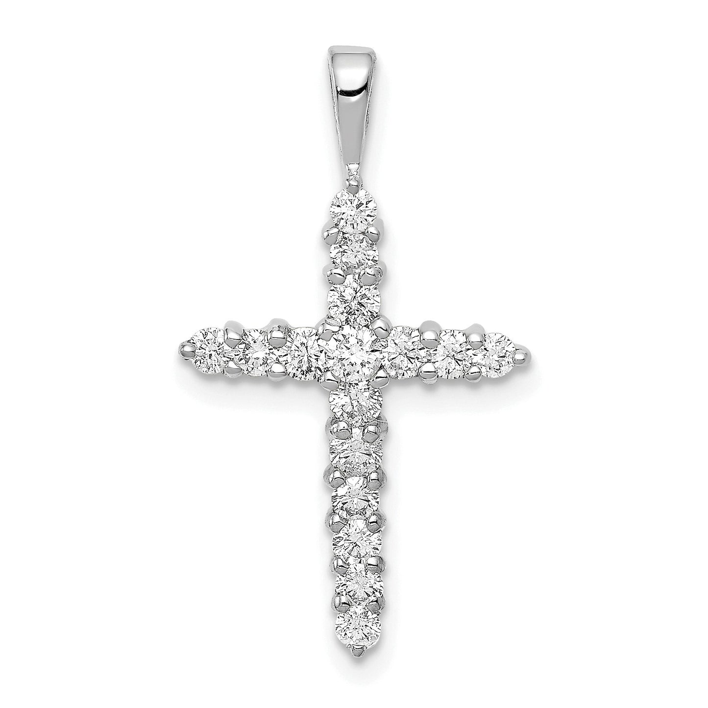 14k White Gold AA 1/2 carat Diamond Cross Pendant