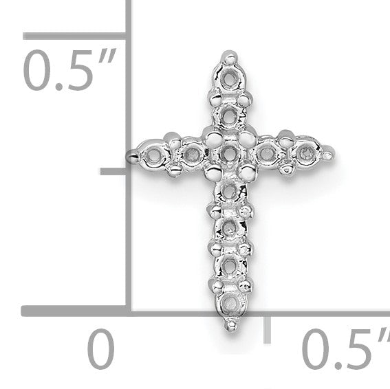 14k White Gold Diamond Cross Chain Slide Mounting