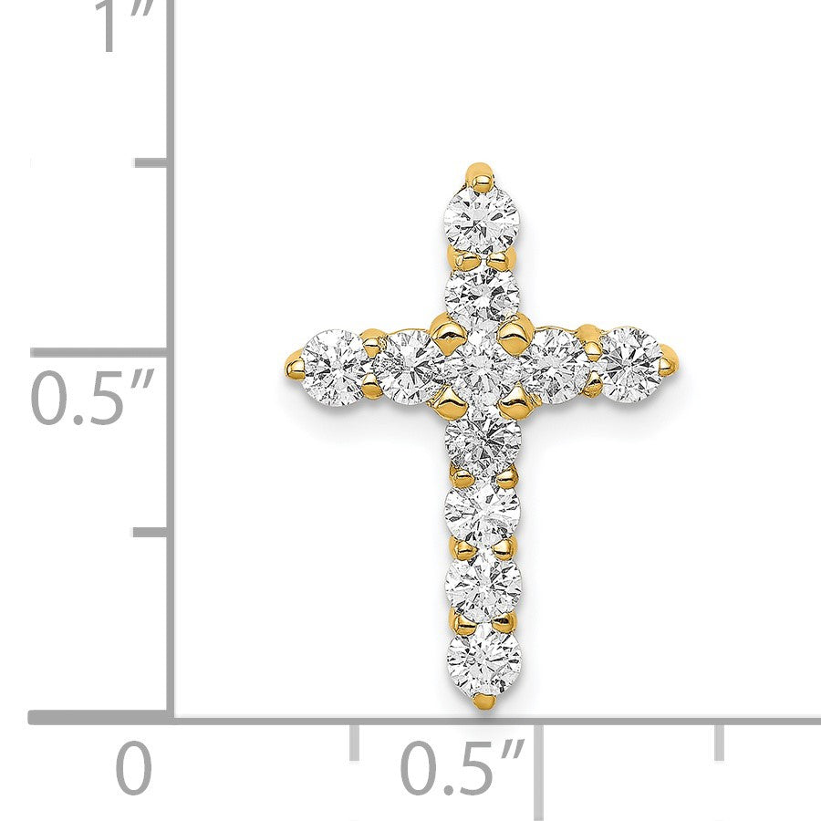 14k 3/4 carat AA Diamond Cross Chain Slide