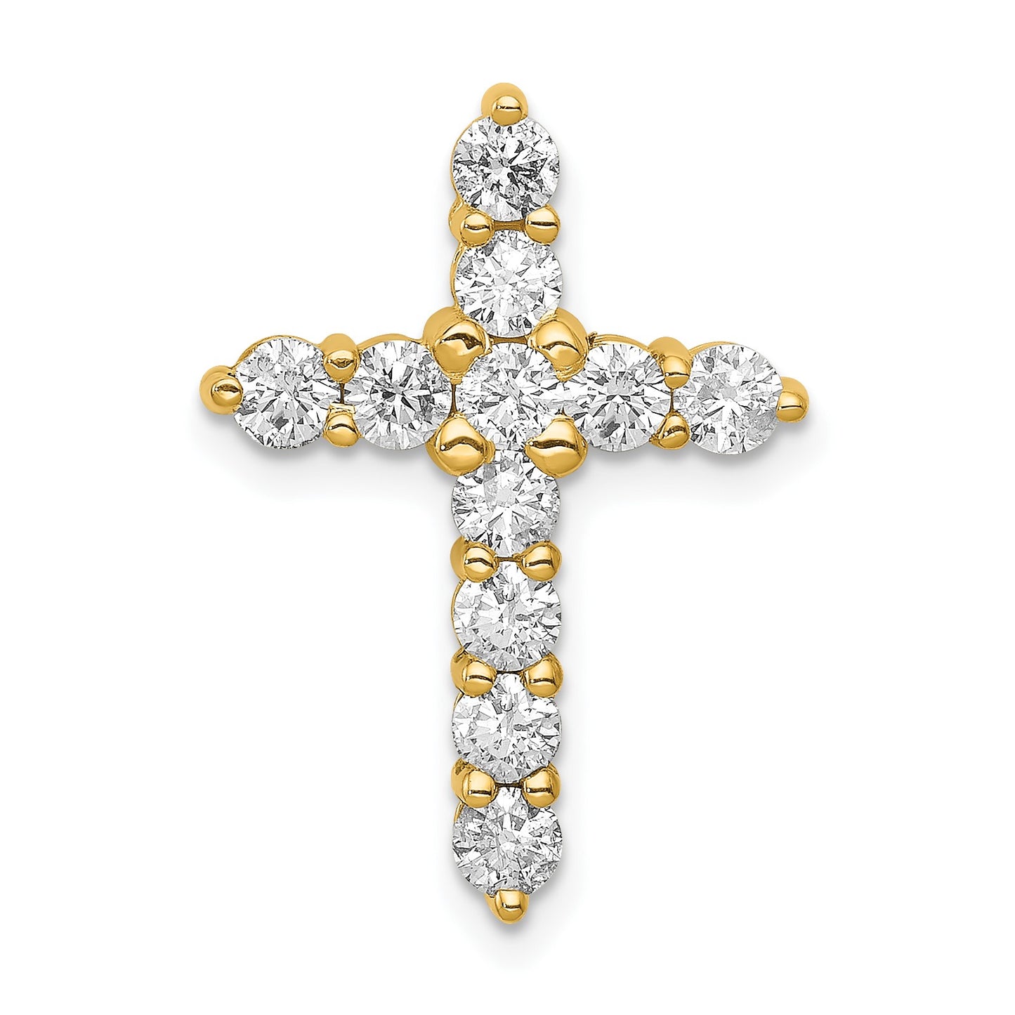 14k 1 carat AA Diamond Cross Chain Slide
