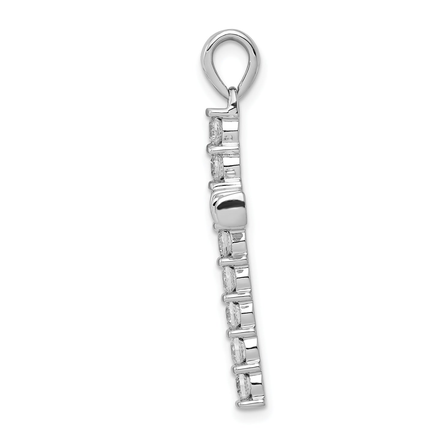 14k White Gold 3/4 carat AA Diamond Latin Cross Pendant