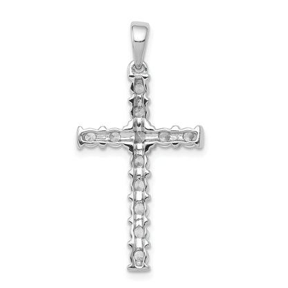 14k White Gold 3/4 carat AA Diamond Latin Cross Pendant