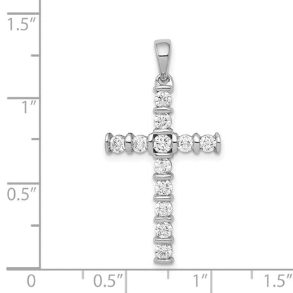 14k White Gold 3/4 carat AA Diamond Latin Cross Pendant