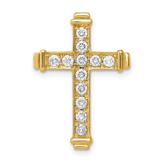 14k 3/8 carat AA Diamond Latin Cross Chain Slide