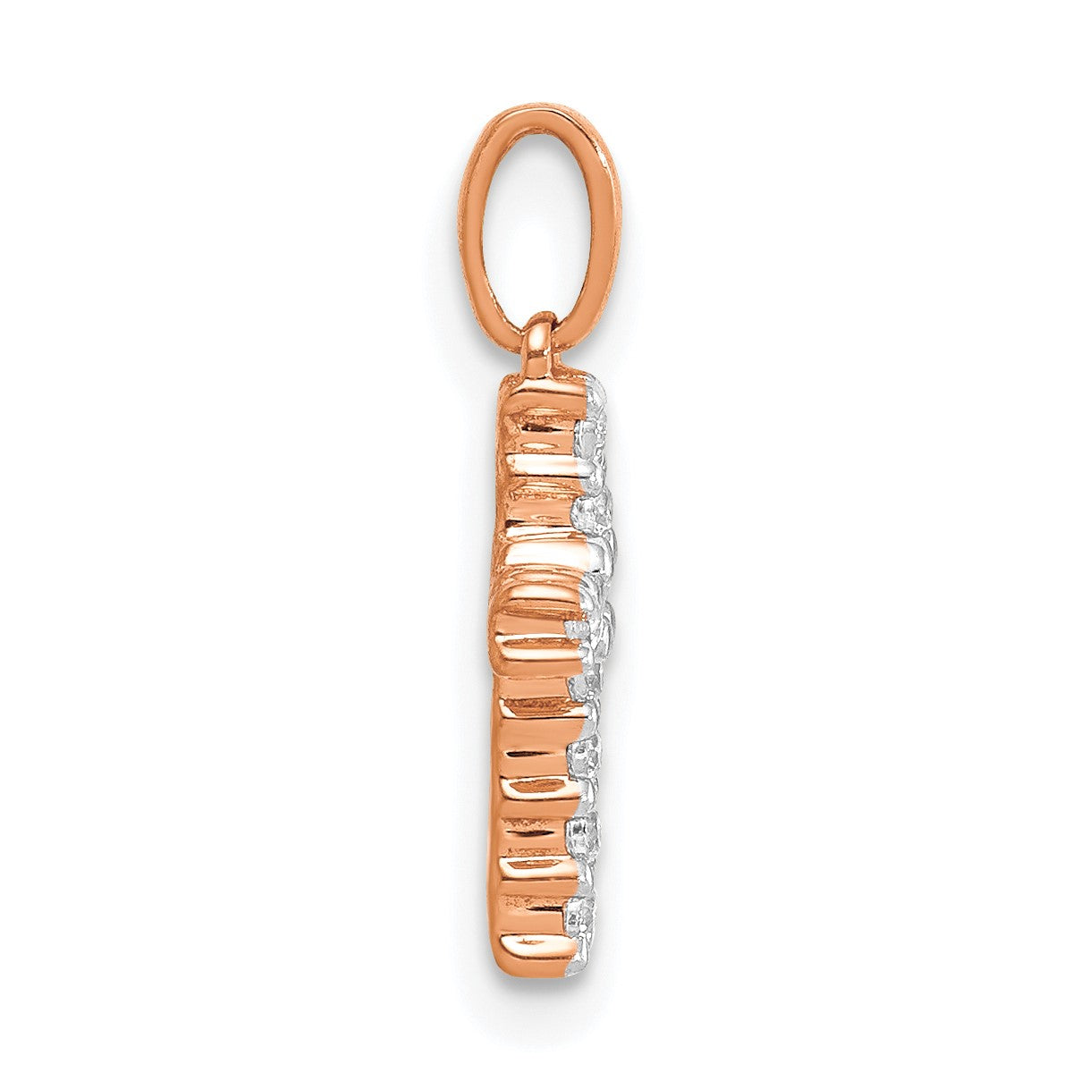 14k Rose Gold 1/10 carat Diamond Latin Cross Pendant