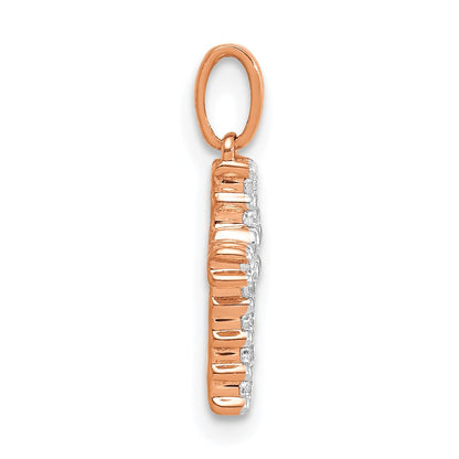 14k Rose Gold 1/10 carat Diamond Latin Cross Pendant