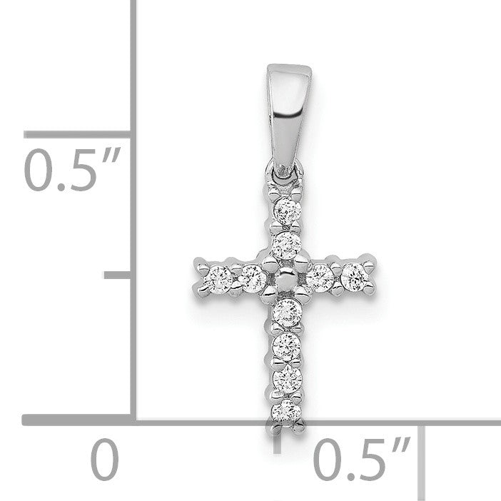 14k White Gold 1/10 carat Diamond Latin Cross Pendant