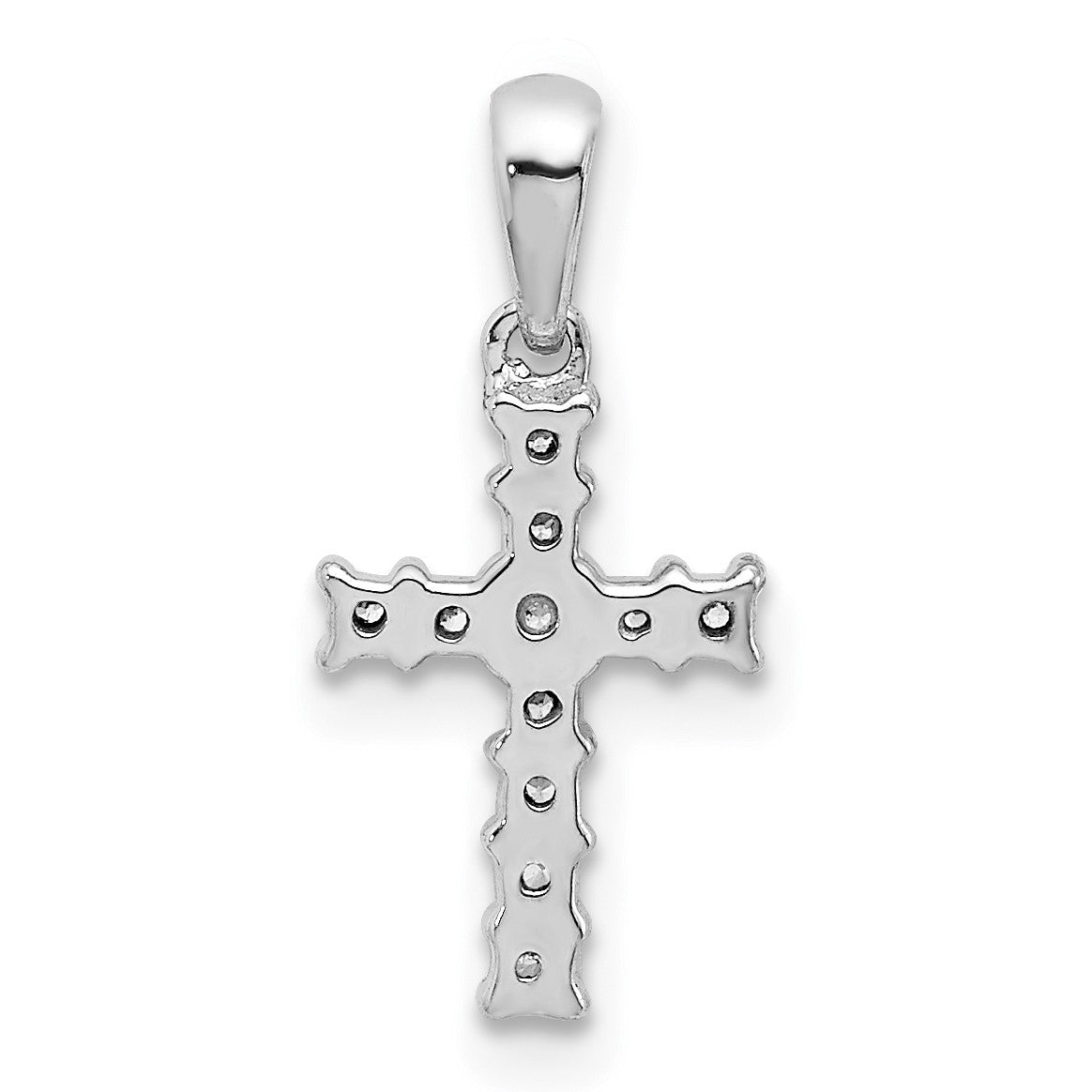 14k White Gold 1/20 carat Diamond Latin Cross Pendant