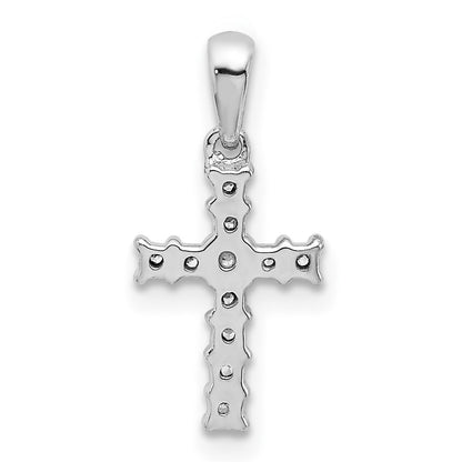 14k White Gold 1/20 carat Diamond Latin Cross Pendant