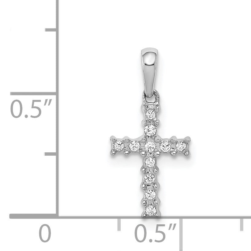 14k White Gold 1/20 carat Diamond Latin Cross Pendant