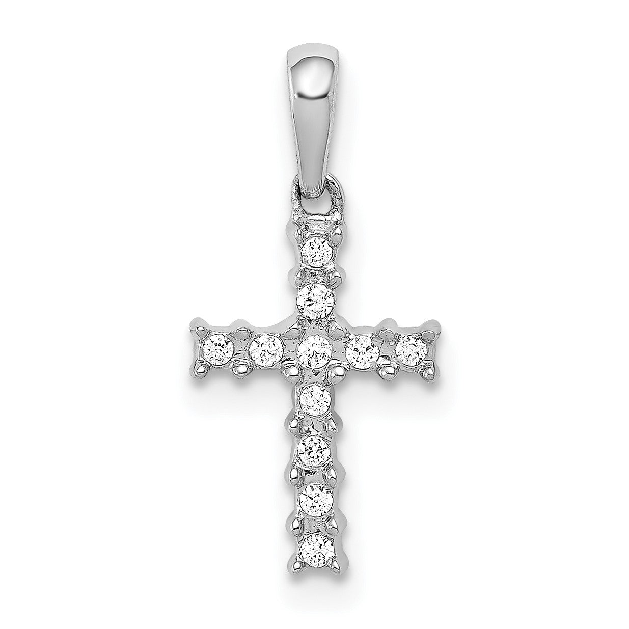 14k White Gold 1/20 carat Diamond Latin Cross Pendant