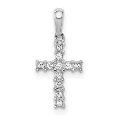 14k White Gold 1/20 carat Diamond Latin Cross Pendant