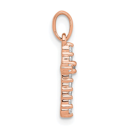 14k Rose Gold Polished 1/10 carat Diamond Cross Pendant