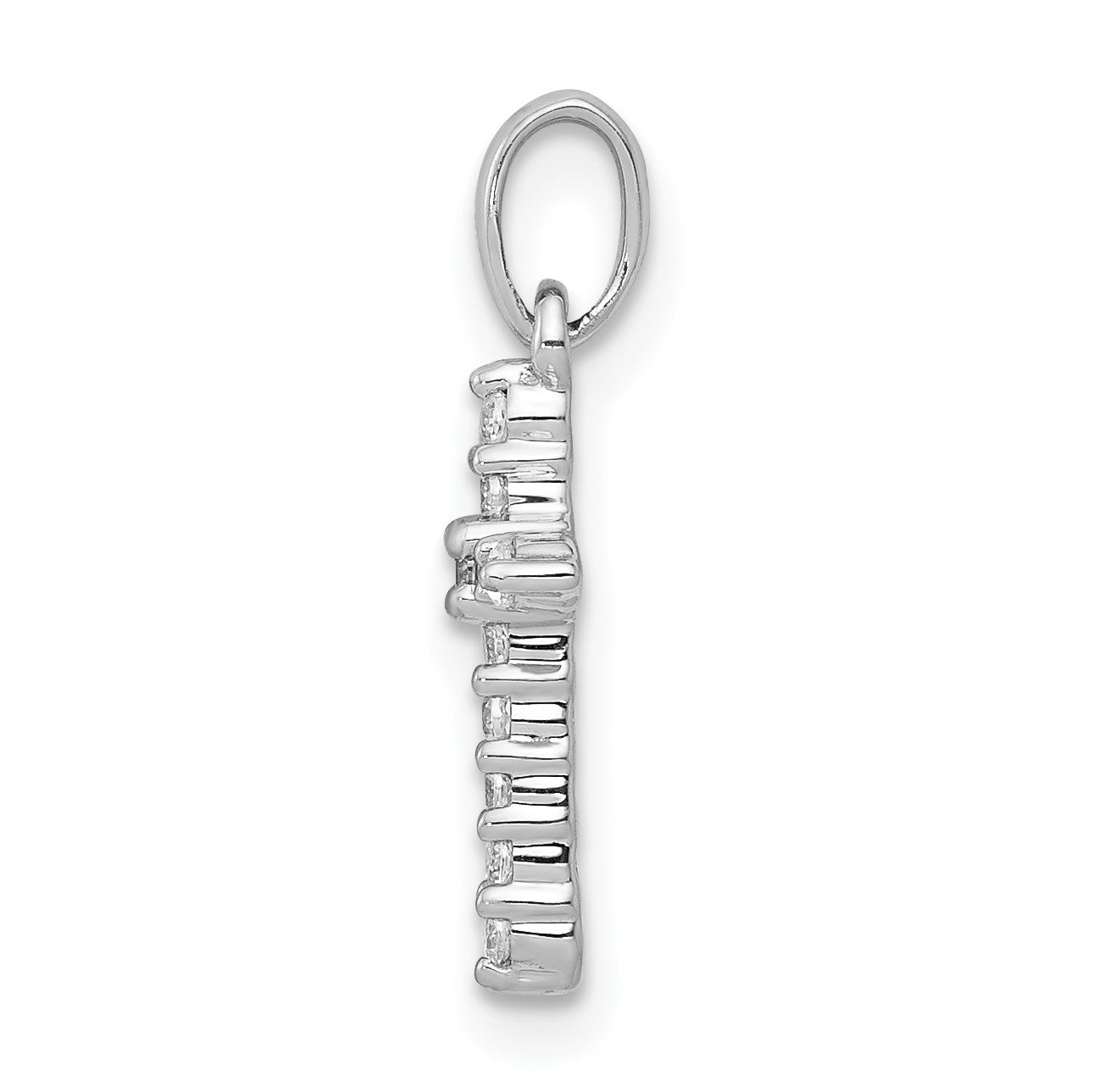 14k White Gold Polished 1/10 carat Diamond Cross Pendant