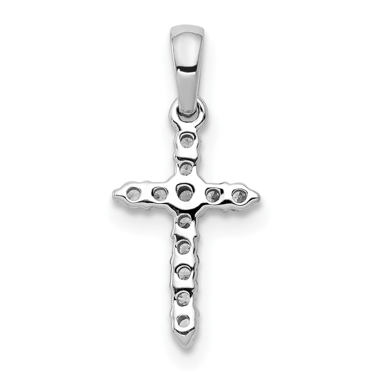 14k White Gold Polished 1/10 carat Diamond Cross Pendant