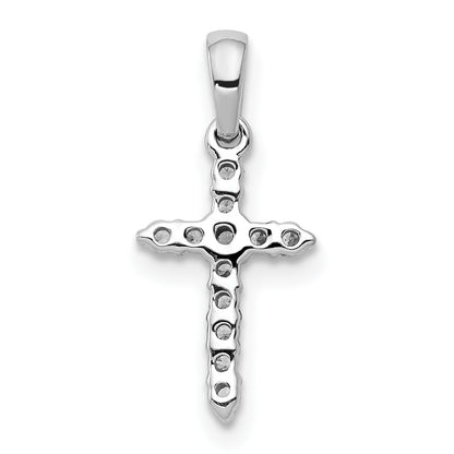 14k White Gold Polished 1/10 carat Diamond Cross Pendant
