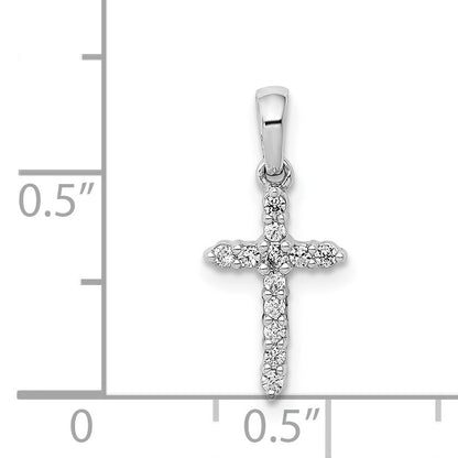 14k White Gold Polished 1/10 carat Diamond Cross Pendant