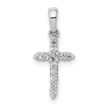 14k White Gold Polished 1/10 carat Diamond Cross Pendant