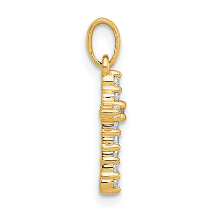 14k Polished 1/10 carat Diamond Cross Pendant