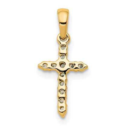 14k Polished 1/10 carat Diamond Cross Pendant