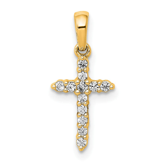14k Polished 1/10 carat Diamond Cross Pendant