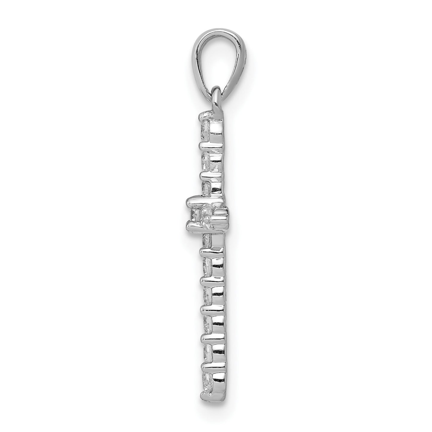 14k White Gold Polished 1/4 carat Diamond Cross Pendant