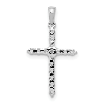 14k White Gold Polished 1/4 carat Diamond Cross Pendant