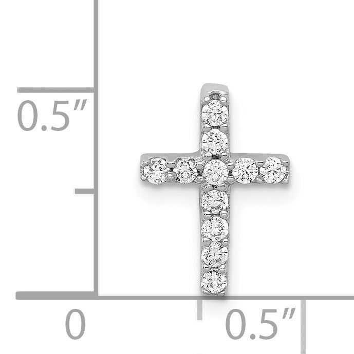 14k White Gold 1/5 carat Diamond Latin Cross Chain Slide