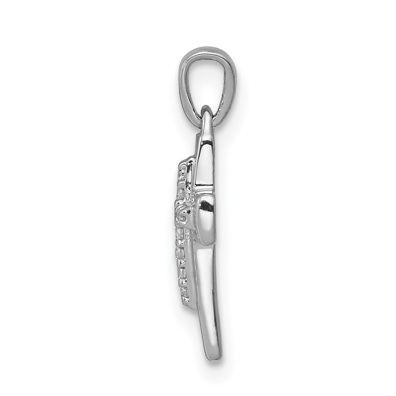 14k White Gold 1/20 carat Diamond Cross Pendant