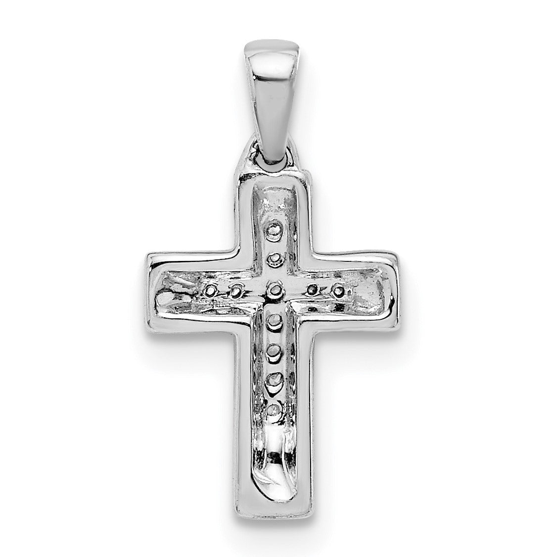 14k White Gold 1/20 carat Diamond Cross Pendant