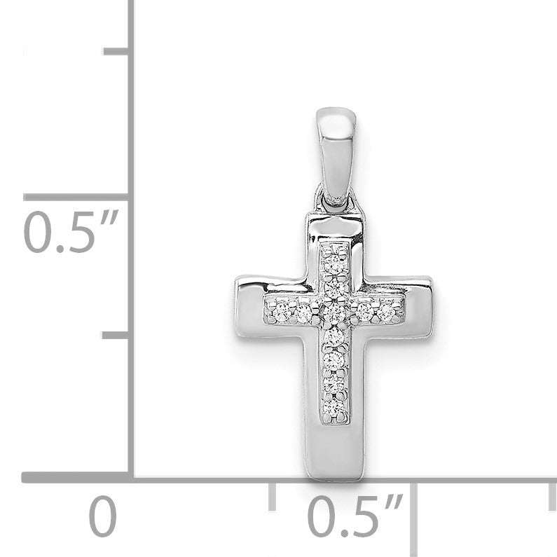 14k White Gold 1/20 carat Diamond Cross Pendant