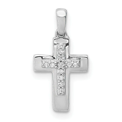 14k White Gold 1/20 carat Diamond Cross Pendant