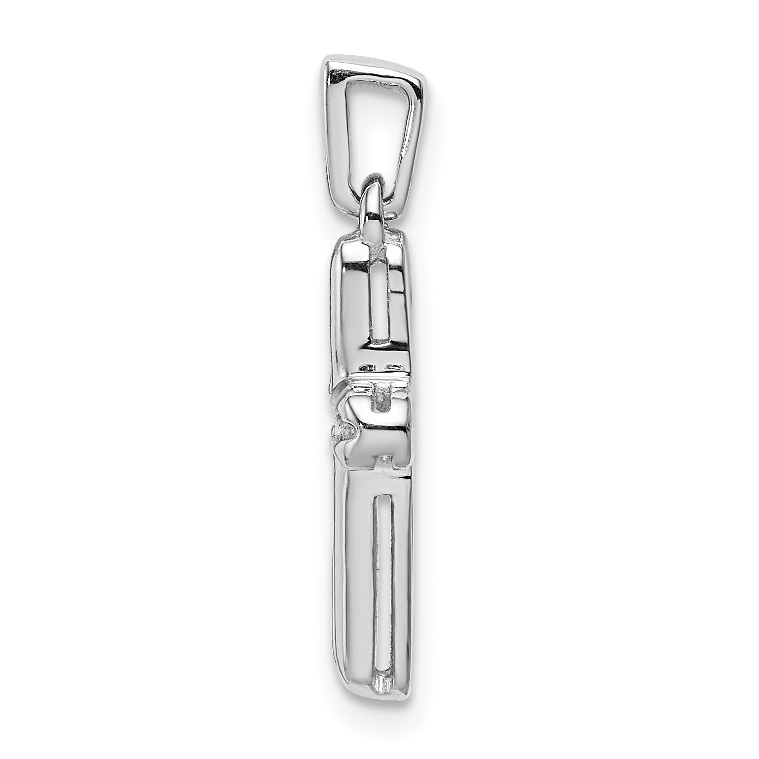14k White Gold 1/6 carat Diamond Latin Cross Pendant