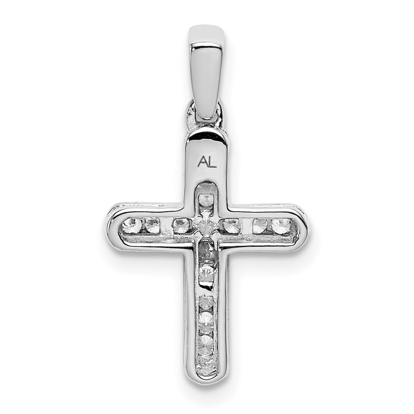 14k White Gold 1/6 carat Diamond Latin Cross Pendant
